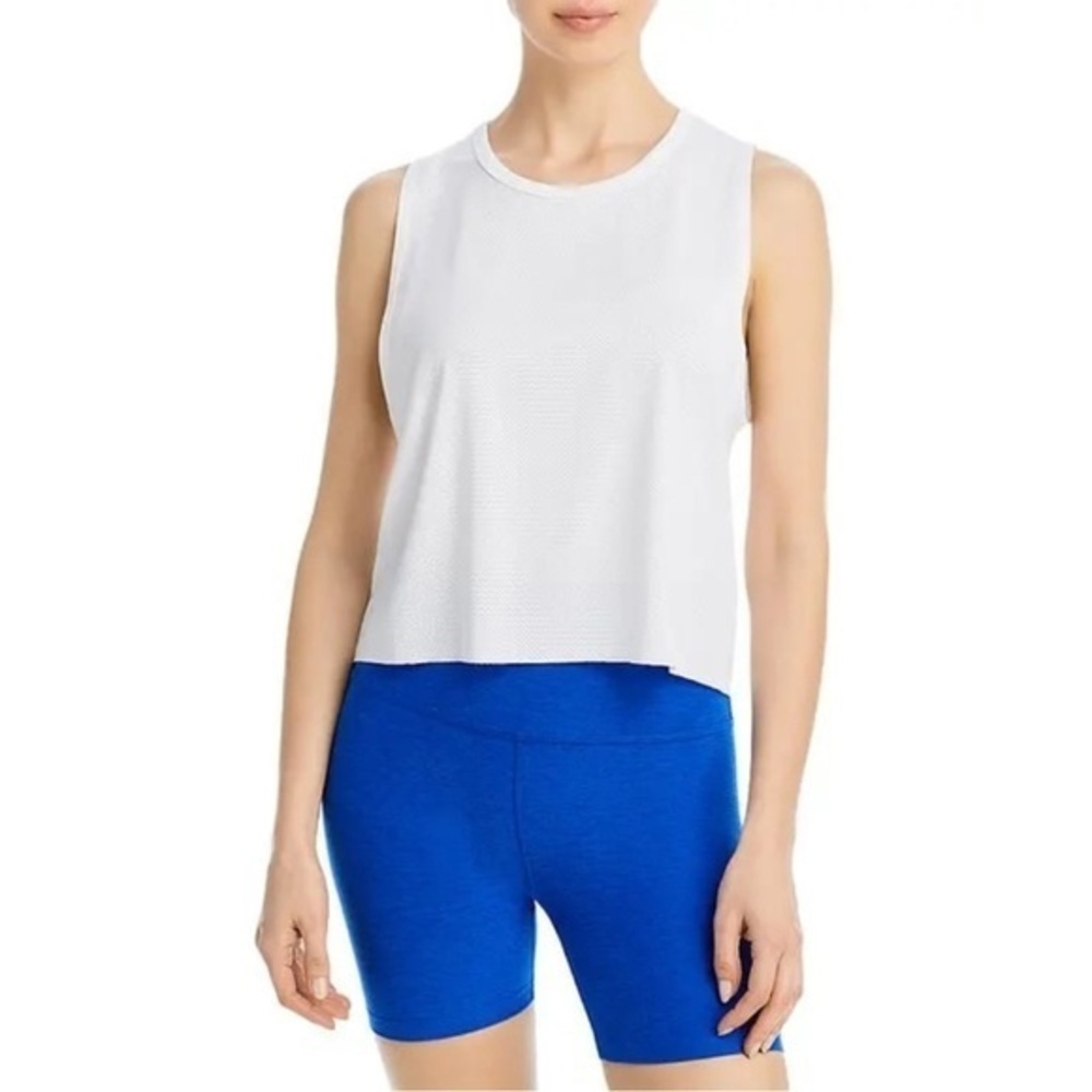Aqua Athletic Mesh Sleeveless Top – Size L | White Cropped Performance Tank NWT
